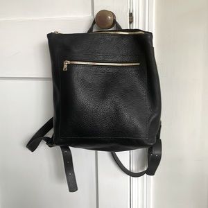 Portland Leather Goods pebbled black tote backpack NWOT